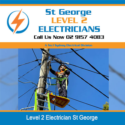 Level 2 electrician in cherry picker repairing overhead power lines in St George