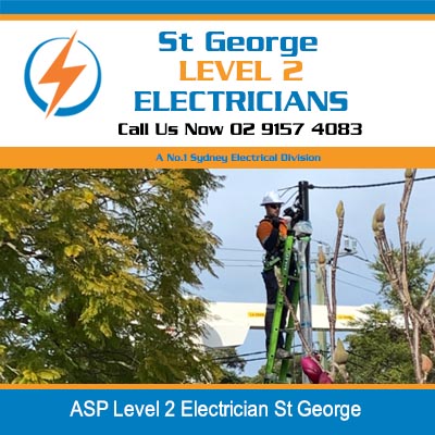 ASP Level 2 electrician on ladder servicing power pole in St George